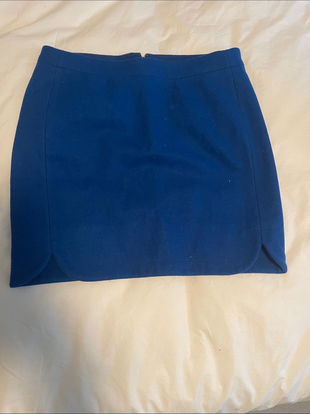 J. Crew Cobalt Blue Wool Mini Skirt with Scalloped Hem